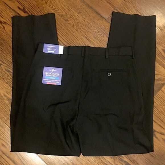 CROFT & BARROW Black Flat Front Dress Pants 34x32 - Picture 3 of 8